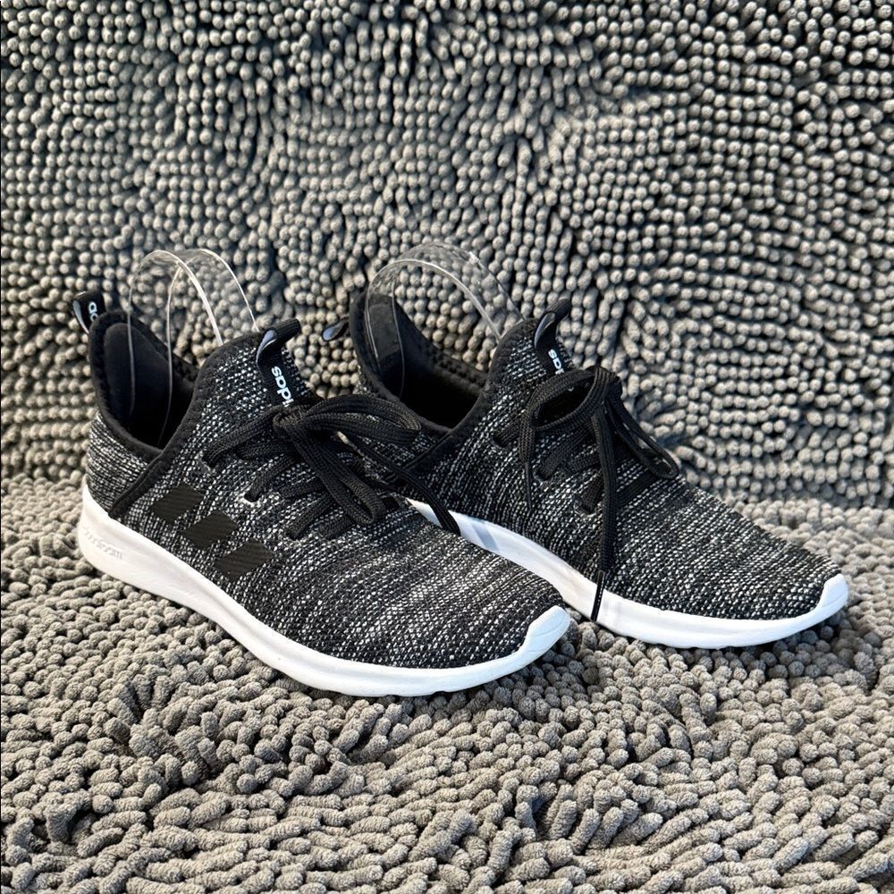 Adidas Men's Black and White Knit Sneakers